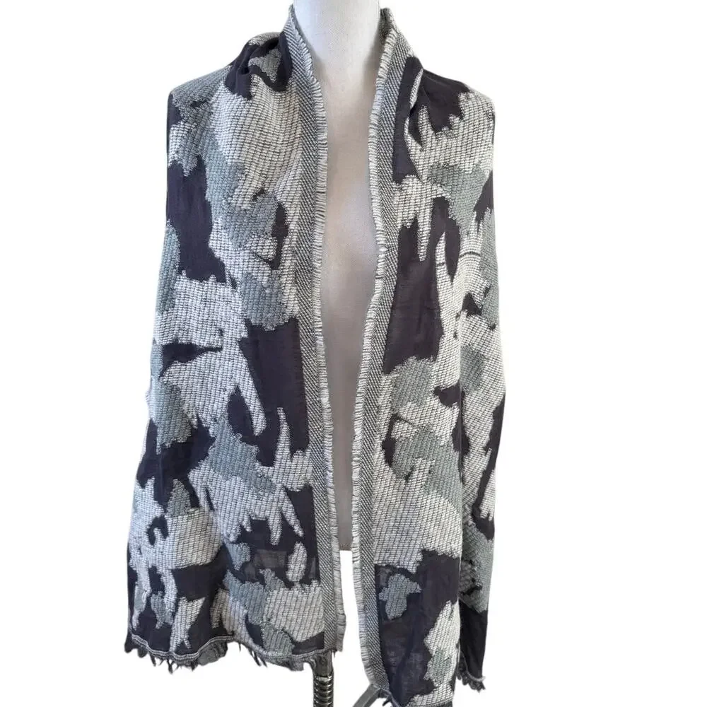 ECHO Large Textured Mixed Media Scarf Gray Tones